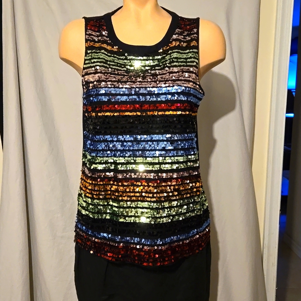 Apt 9 multi colored sequined tank top